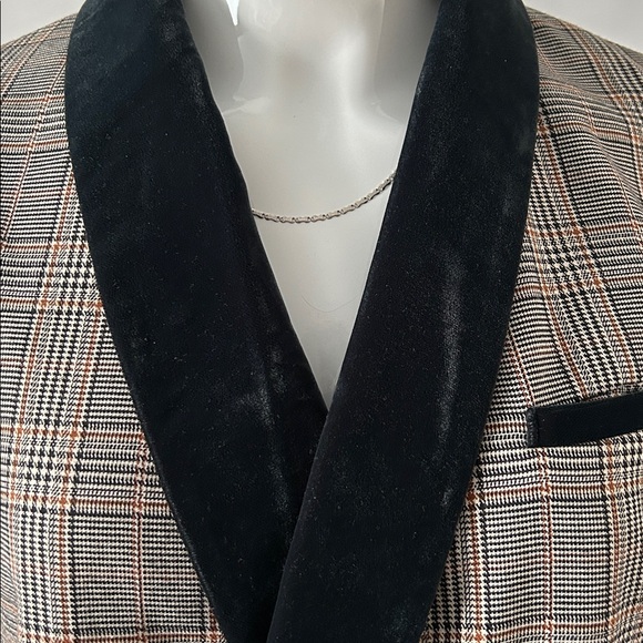 Free People Plaid Velvet Trim Blazer Oversized Boyfriend XS S M - Picture 6 of 16